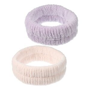 2pcs Spa Makeup Skincare Headband for Washing Face Mask Yoga Purple Light Pink